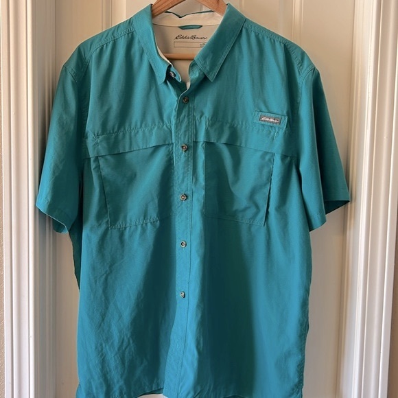 Eddie Bauer green Ripstop Guide short sleeve shirt, size XXL - Picture 1 of 5